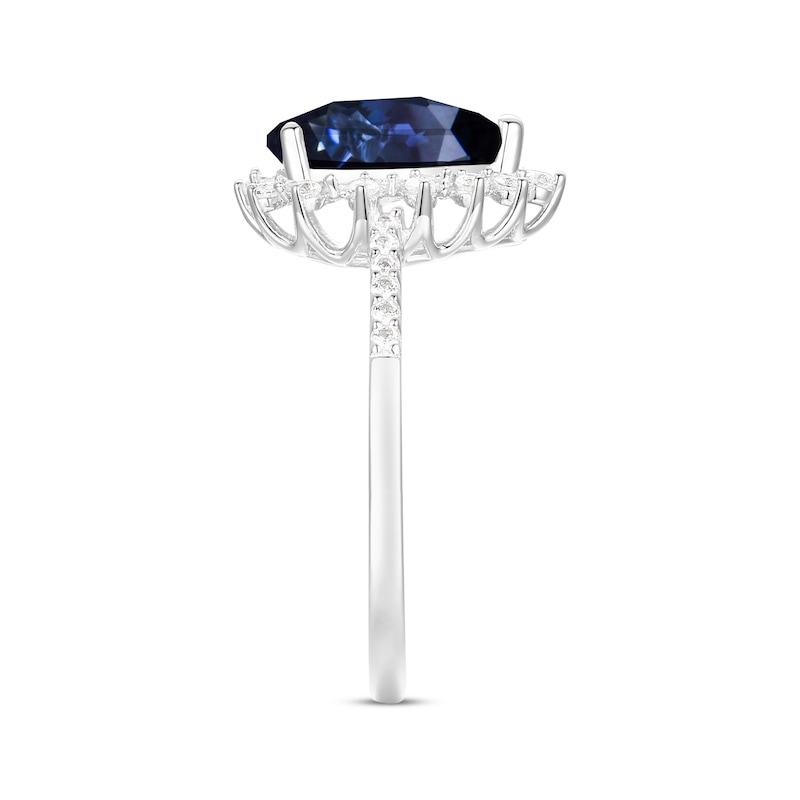 Main Image 2 of Pear-Shaped Blue Sapphire & Round-Cut Diamond Ring 1/5 ct tw 10K White Gold