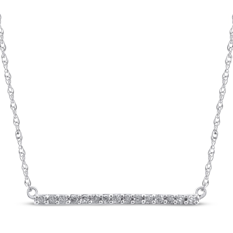 Diamond Bar Necklace 1/5 ct tw Sterling Silver 18”
