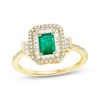Thumbnail Image 1 of Emerald-Cut Emerald Diamond Ring 1/3 ct tw 10K Yellow Gold