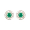 Thumbnail Image 2 of Round-Cut Emerald & Diamond Stud Earrings 1/2 ct tw 10K Yellow Gold