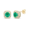 Thumbnail Image 1 of Round-Cut Emerald & Diamond Stud Earrings 1/8 ct tw 10K Yellow Gold