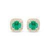 Thumbnail Image 2 of Round-Cut Emerald & Diamond Stud Earrings 1/8 ct tw 10K Yellow Gold