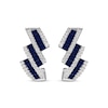 Thumbnail Image 2 of Square-Shaped Blue Sapphire & Round-Cut Diamond Drop Earrings 1/4 ct tw 10K White Gold