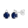 Round-Cut Blue Sapphire & Diamond Stud Earrings 1/20 ct tw 10K White Gold