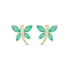 Marquise-Cut Emerald & Diamond Dragonfly Earrings 1/20 ct tw 10K Yellow Gold