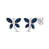 Thumbnail Image 1 of Marquise-Cut Blue Sapphire & Diamond Dragonfly Stud Earrings 1/20 ct tw 10K White Gold