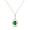 Thumbnail Image 1 of Oval-Cut Emerald & Round-Cut Diamond Necklace 1/4 ct tw 10K Yellow Gold 18”