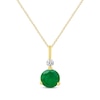 Thumbnail Image 0 of Round-Cut Emerald & Diamond Accent Necklace 10K Yellow Gold 18"