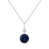 Round-Cut Blue Sapphire & Diamond Drop Necklace 10K White Gold 18"