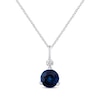 Thumbnail Image 1 of Round-Cut Blue Sapphire & Diamond Drop Necklace 10K White Gold 18&quot;