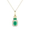 Thumbnail Image 1 of Oval-Cut Emerald & Diamond Necklace 1/10 ct tw 10K Yellow Gold 18&quot;