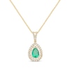 Pear-Shaped Emerald & Diamond Necklace 3/8 ct tw 10K Yellow Gold 18"