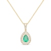 Thumbnail Image 1 of Pear-Shaped Emerald & Diamond Necklace 3/8 ct tw 10K Yellow Gold 18&quot;