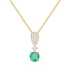 Round-Cut Emerald & Diamond Drop Necklace 1/8 ct tw 10K Yellow Gold 18"