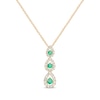 Thumbnail Image 1 of Round-Cut Emerald & Diamond Three-Stone Teardrop Necklace 1/4 ct tw 10K Yellow Gold 18&quot;