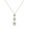 Thumbnail Image 0 of Round-Cut Emerald & Diamond Three-Stone Teardrop Necklace 1/4 ct tw 10K Yellow Gold 18"