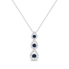 Thumbnail Image 1 of Round-Cut Blue Sapphire & Diamond Trio Necklace 1/4 ct tw 10K White Gold 18"