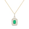 Emerald-Cut Emerald & Diamond Necklace 1/3 ct tw 10K Yellow Gold 18"