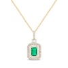 Thumbnail Image 1 of Emerald-Cut Emerald & Diamond Necklace 1/3 ct tw 10K Yellow Gold 18&quot;