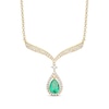 Thumbnail Image 1 of Pear-Shaped Emerald & Diamond Drop Necklace 1/3 ct tw 10K Yellow Gold 18”
