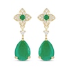 Thumbnail Image 2 of Pear-Shaped Emerald & Diamond Drop Earrings 1/10 ct tw 10K Yellow Gold