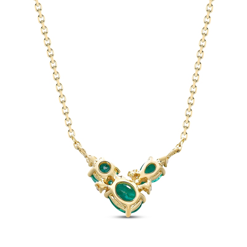 Main Image 2 of Multi-Shape Emerald & Round-Cut Diamond Necklace 1/20 ct tw 10K Yellow Gold 18”