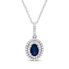 Thumbnail Image 1 of Oval-Cut Blue Sapphire & Diamond Necklace 1/5 ct tw 10K White Gold 18”