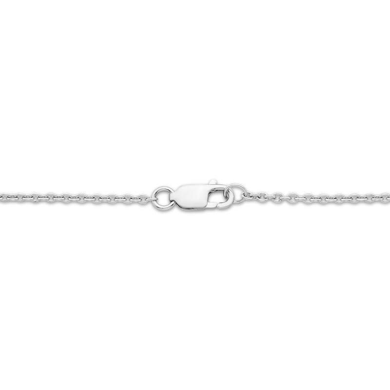 Main Image 3 of Oval-Cut Blue Sapphire & Diamond Necklace 1/5 ct tw 10K White Gold 18”
