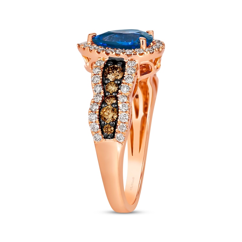 Main Image 2 of Le Vian Chocolate Waterfall Pear-Cut Sapphire Ring 3/4 ct tw Diamonds 14K Strawberry Gold