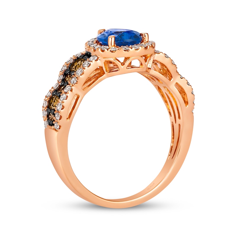 Main Image 3 of Le Vian Chocolate Waterfall Pear-Cut Sapphire Ring 3/4 ct tw Diamonds 14K Strawberry Gold