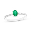 Oval-Cut Emerald & Diamond Ring 1/10 ct tw 10K White Gold