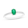 Thumbnail Image 1 of Oval-Cut Emerald & Diamond Ring 1/10 ct tw 10K White Gold
