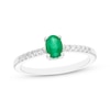 Thumbnail Image 0 of Oval-Cut Emerald & Diamond Ring 1/10 ct tw 10K White Gold