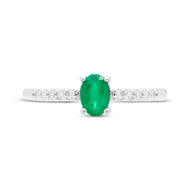 Main Image 3 of Oval-Cut Emerald & Diamond Ring 1/10 ct tw 10K White Gold