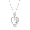 Thumbnail Image 2 of Baguette & Round-Cut White Lab-Created Sapphire Heart Necklace Sterling Silver 18”