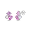 Thumbnail Image 0 of Cultured Pearl & Multi-Shape Pink Lab-Created Sapphire Drop Earrings Sterling Silver
