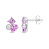 Thumbnail Image 2 of Cultured Pearl & Multi-Shape Pink Lab-Created Sapphire Drop Earrings Sterling Silver