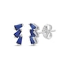 Thumbnail Image 1 of Baguette-Cut Blue Lab-Created Sapphire Drop Earrings Sterling Silver