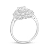 Thumbnail Image 2 of Emerald & Round-Cut White Lab-Created Sapphire Sunburst Ring Sterling Silver