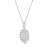 Thumbnail Image 2 of Emerald & Round-Cut White Lab-Created Sapphire Sunburst Necklace Sterling Silver 18”