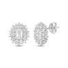Thumbnail Image 1 of Emerald & Round-Cut White Lab-Created Sapphire Sunburst Earrings Sterling Silver