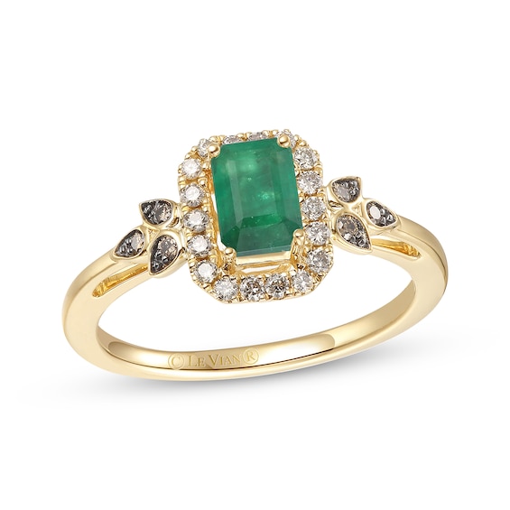 Le Vian Emerald-Cut Emerald Ring 1/5 ct tw Diamonds 14K Honey Gold | Kay