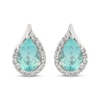 Thumbnail Image 1 of Pear-Shaped Coastal Blue Apatite & Round-Cut Diamond Earrings 1/8 ct tw Sterling Silver