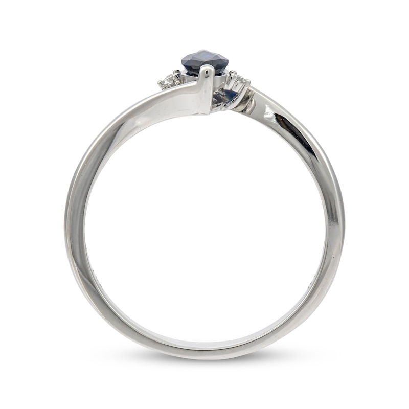 Main Image 2 of Marquise-Cut Blue Sapphire & Diamond Accent Ring 10K White Gold