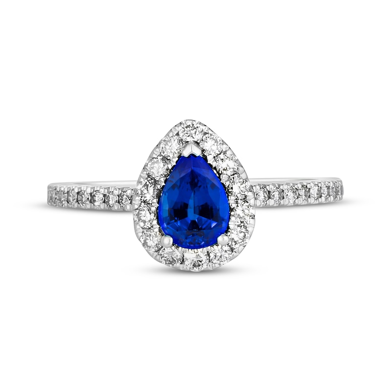 Main Image 4 of Le Vian Pear-Cut Sapphire Ring 3/8 ct tw Diamonds 14K Vanilla Gold