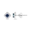 Thumbnail Image 1 of Square-Cut Blue Sapphire & Round-Cut Diamond Stud Earrings 1/8 ct tw 10K White Gold