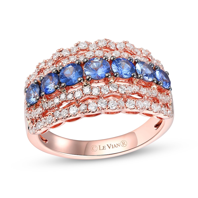 Main Image 1 of Le Vian Round-Cut Sapphire Ring 5/8 ct tw Diamonds 14K Strawberry Gold
