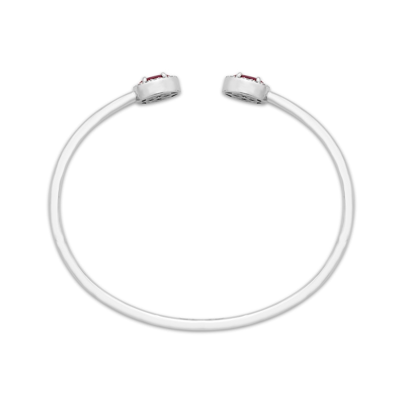 Main Image 3 of Oval-Cut Lab-Created Ruby & Round-Cut White Lab-Created Sapphire Cuff Bangle Bracelet Sterling Silver