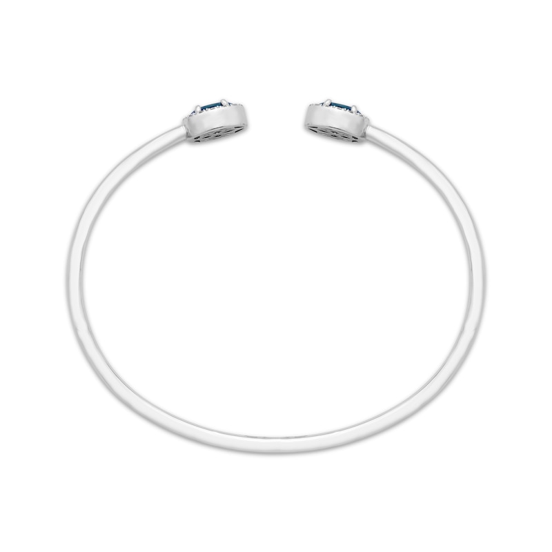 Main Image 3 of Oval-Cut Blue Lab-Created Sapphire & Round-Cut White Lab-Created Sapphire Cuff Bangle Bracelet Sterling Silver