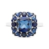 Thumbnail Image 3 of Multi-Shape Blue Lab-Created Sapphire Cocktail Ring Sterling Silver